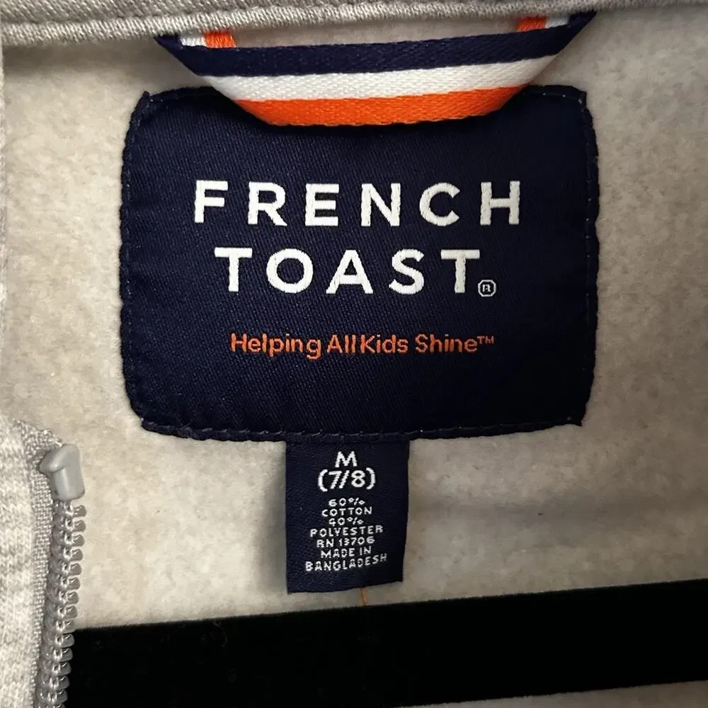 French Toast Boys Sweater Ful Zip Fleece Hoody Gray Size Medium 7/8‎